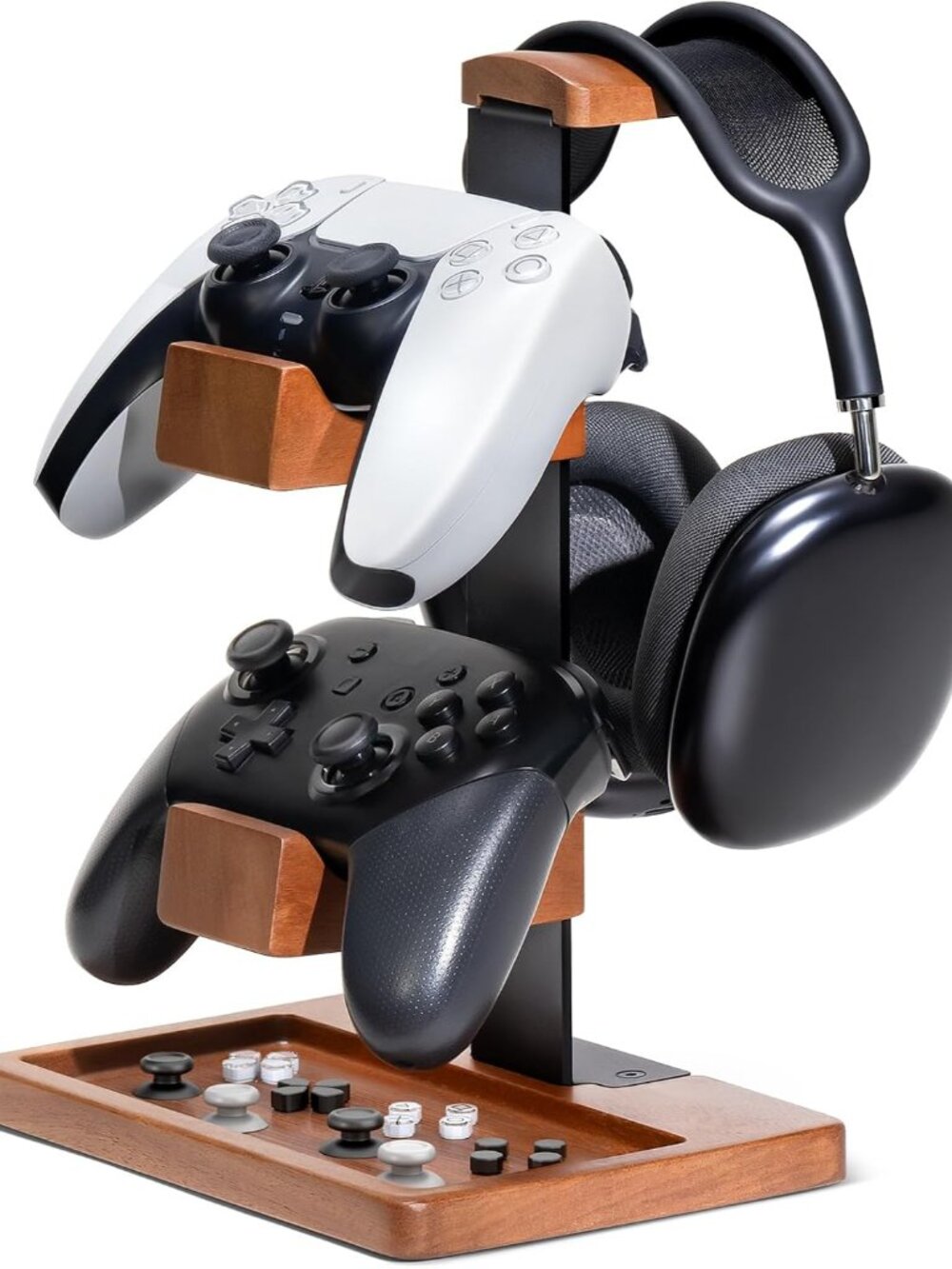 Solid Wood Controller Holder and Headphone Stand, Controller Stand for Desk